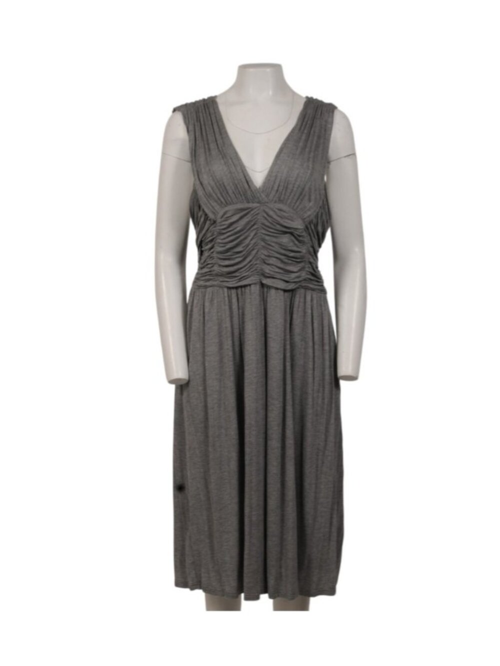 Burberry Womens V Neck Knit Dress Grey Melange Size US 14 UK 16 Viscose